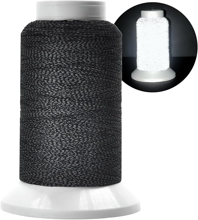 Reflective Embroidery Thread,Embroidery Machine Thread in Black,Single Reel of 1000M(1093Y),Polyester Embroidery Thread for Embroidery