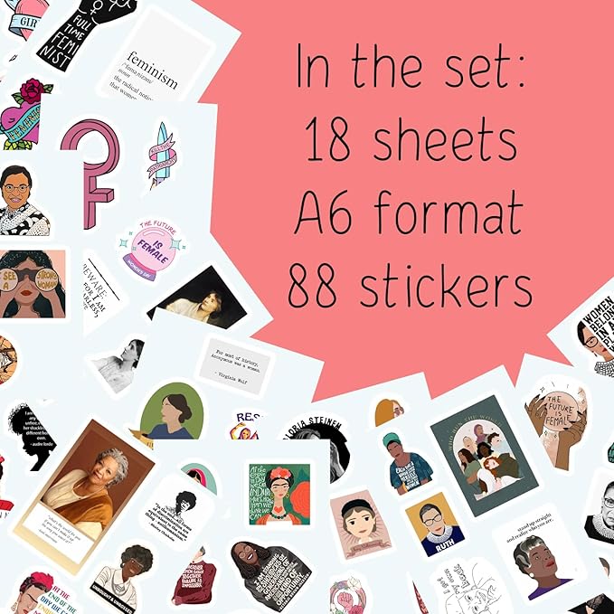 BulbaCraft Feminist Stickers for Water Bottle and Laptop - Feminism Party Supplies & Decorations, Female Empowerment & Equality Stickers, Girl Power Waterproof Vinyl Decals, Gifts for Women & Men