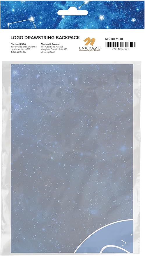 Northcott NASA Logo DIY Drawstring Bag Sewing Kit – Space-Themed Fabric Craft Project for Adults – Includes 24" x 43" Dark Blue Canvas Panel & 12ft Nylon Paracord – Create 17" x 13" Handmade Bag