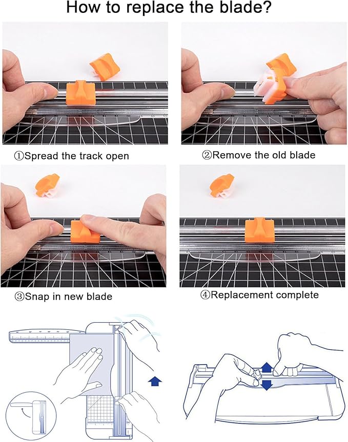 6-Pack Paper Cutter Replacement Blades with Automatic Security Safeguard Design for A4/A5 Paper Trimmers (Orange)