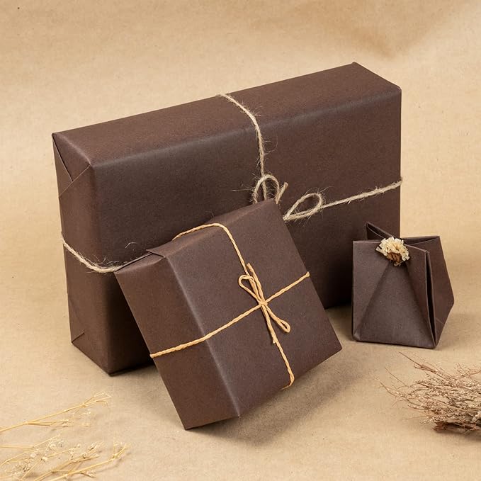 RUSPEPA Chocolate Brown Kraft Paper Roll - 12 inches x 100 feet - Natural Recyclable Paper Perfect for Crafts, Art, Small Wrapping, Packing, Postal, Shipping, Dunnage & Parcel