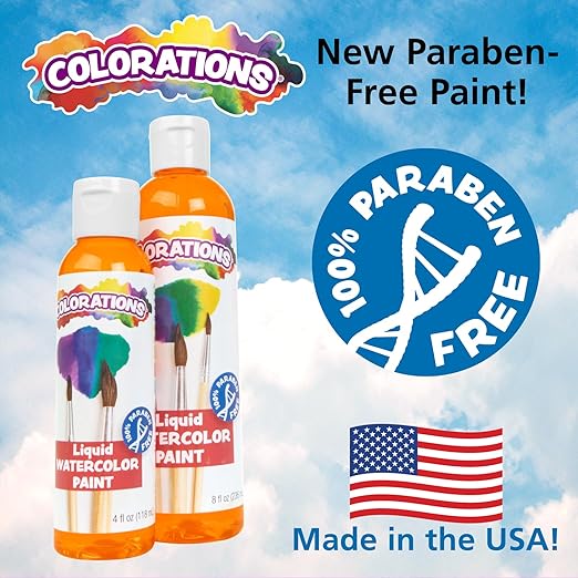 Colorations - LWPACK Liquid Watercolor Paint, 4 fl oz, Set of 6, Non-Toxic, Painting, Kids, Craft, Hobby, Fun, Water Color, Posters, Cool Effects, Versatile, Gift