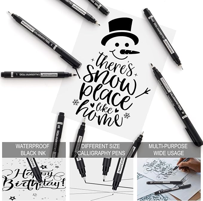 Calligraphy Pens, 10 Size Calligraphy Pens for Writing, Brush Pen Calligraphy Set for Beginners, Calligraphy Brush Pens, Hand Lettering Pen for Art Drawing, Sketching, Scrapbooking
