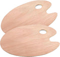 2 Pack Wooden Paint Palette - Wooden Oval-Shaped Artist Painting Palette with Thumb Hole - Wood Paint Color Mixing Tray - Easy Clean, Mix Acrylic, Oil, Watercolor