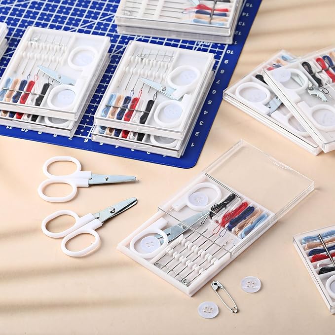 Knitgrip 48 Boxes Travel Sewing Kit Mini Sewing Kits Bulk Portable Pocket Sewings Supplies Accessories DIY with Needle Thread Buttons Scissors for Adults Teen Beginner Mom Grandma Women Gifts