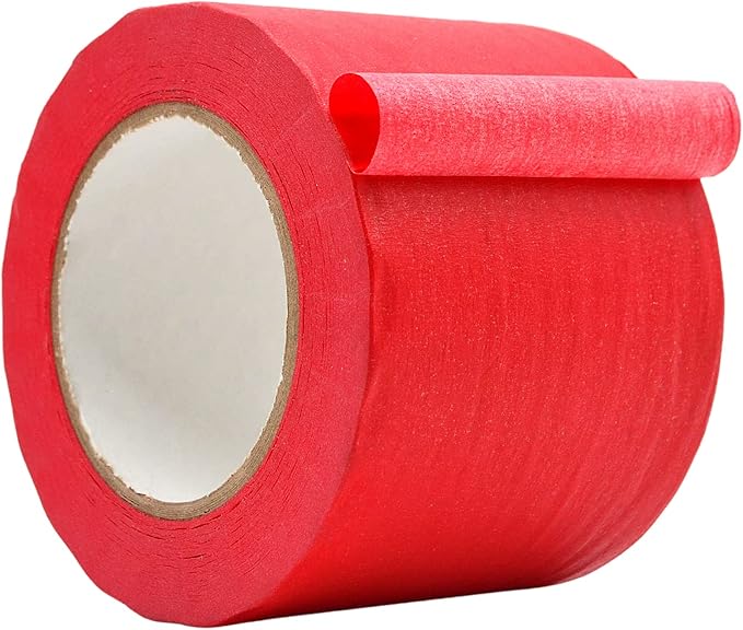 WOD MTC5 Colored Masking Tape, Red, 6 inch x 60 yds. Colorful Teacher Painters Tape for Fun DIY Art & Crafts, Lab Labeling, Writable & Classroom Decorations