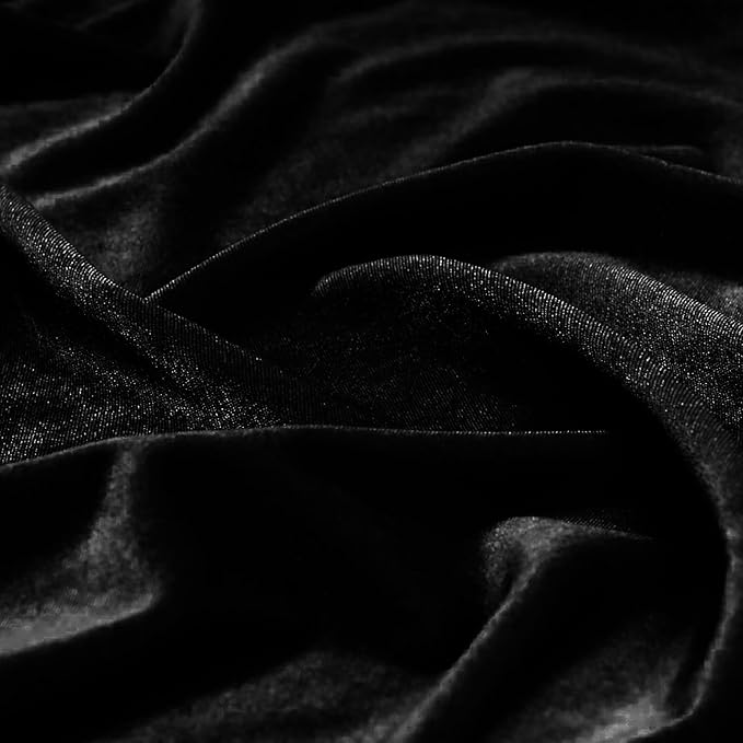 KKJIAF Black Stretch Velvet Fabric 60 Inch Wide, 2 Yard Soft Stretchy Fabric for Sewing Clothes, Apparel, Costume, Crafts - 90% Polyester 10% Spandex