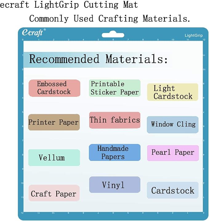 Ecraft Cutting Mat for Silhouette Cameo 5/4/3/2/1: 12X12inch Include one StrongGrip&Three StandardGrip&One LightGrip Cutting Mat Perfect for Silhouette Cameo Replacement for Crafts、Sewing and All Arts