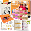 ChillFuzz Crochet Kit for Beginners 85 Piece Complete Crochet Set with Yarn, Hooks, Pattern Book – Beginner Crochet Kit for Adults & Kids with Tutorials, Christmas Gift for Craft Lovers Pink Purple