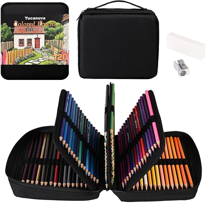 120 Colored Pencils for Adult Coloring Books, Perfect for Coloring, Oil-Based Cores Pencils Set with Zipper Case, Eraser and Sharpener Coloring Pencils for Adults, Beginners,Artists