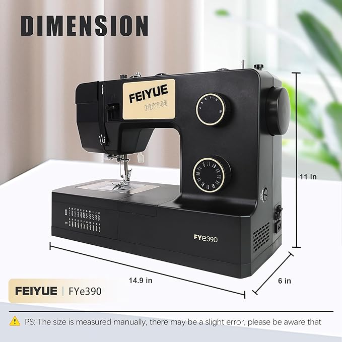 FEIYUE FYe390 Sewing Machine, Energy Saving Servo Motor, Heavy Duty & Portable, 23 Built-in Stitches, Multiple Needle Positions, 6 Bobbins & 5 Included Sewing Feet