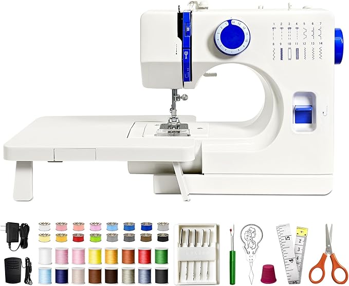 Mini Sewing Machine, Dual Speed Double Needle, 14 Stitch Portable Sewing Machine for Beginners, Adults, Home Use