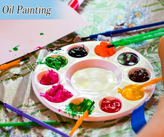 4 PCS Paint Palette, INIFUS Paint Pallet for Kids & Students，Plastic Paint Tray Palettes with 10 Wells,Painting Supplies for Kids