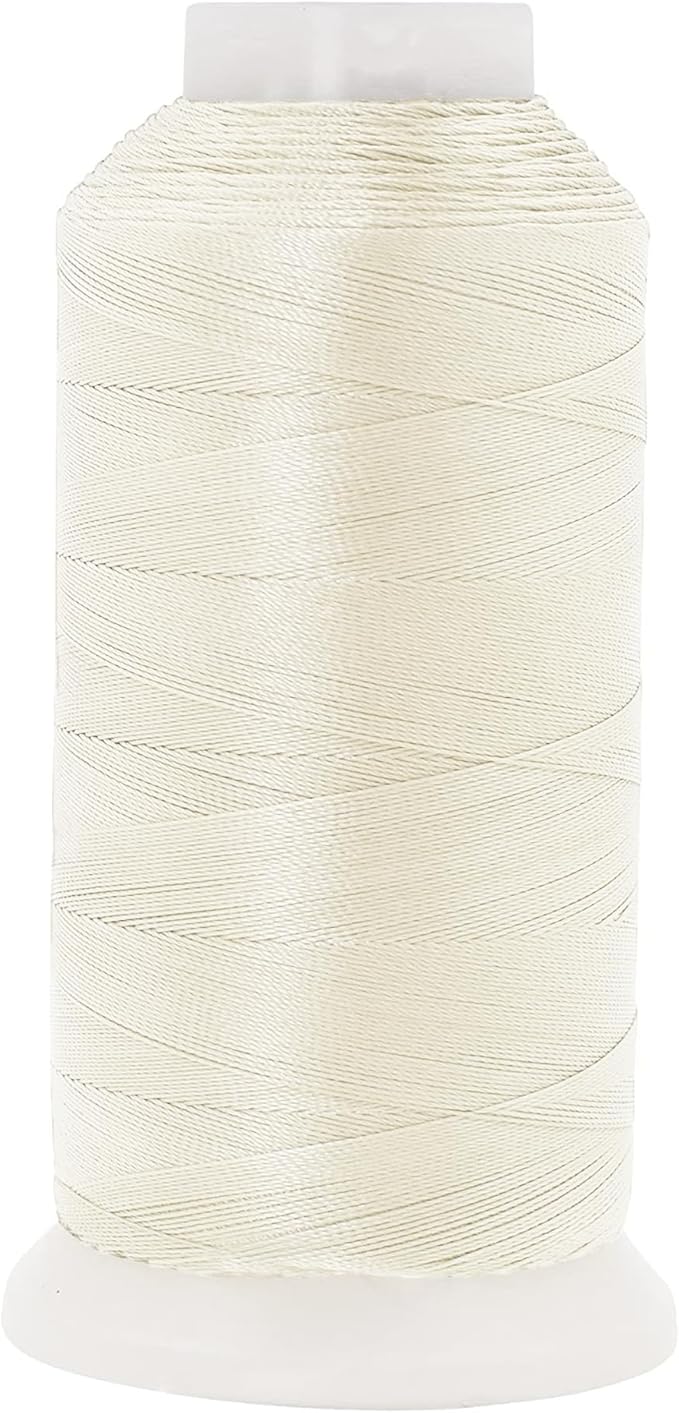 Mandala Crafts Off White Heavy Duty Thread - 1500 Yds Tex 90 Bonded Polyester Threads for Sewing Drapery, Jeans, Leather, Hair, Outdoor Marine Upholstery