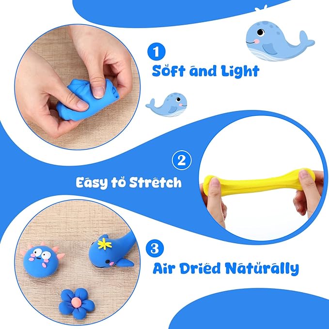 72 Pcs 38oz Air Dry Clay Bulk Modeling Ultra Lightweight Foam Modeling Clay for Kids Adults DIY Gifts Party Arts Crafts and School Project Supplies(Blue)