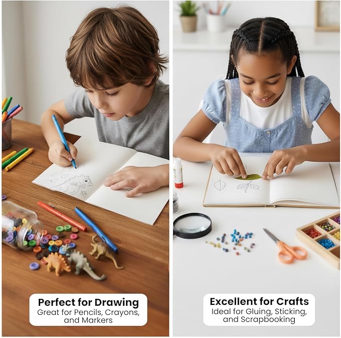 Kraft Hard Cover Blank Books for Kids 7x10 – 6 Pack of Unlined Journals with 36 Pages Each – Durable 120gsm Paper for Drawing, Sketching, Writing & Classroom Projects DIY Storybooks & Art Notebooks