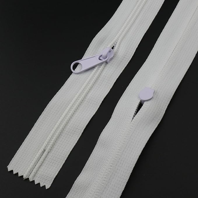 Leekayer #5 6 Inch White Nylon Zippers Bulk 6PCS 15.24 CM Zipper for DIY Tailor Sewing Craft Bag,Luggage,Dress,Sofa Cushion,Pillow Bed Covers (White)