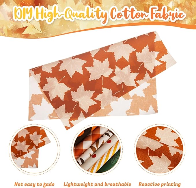 Tatuo 30 Pieces 10 x 10 Inches Cotton Fabric Bundle Squares Patchwork Floral Fabric Sewing Quilting Bundles Assorted Pattern Cloth for DIY Scrapbook Craft Making (Fall)