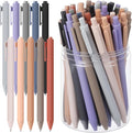 Crtiin 50 Pcs Gel Ink Pens Bulk, Black Ink 0.5mm Fine Point Retractable Pen Smooth Writing Office Supplies for Teacher Server Nurse Christmas Charity Donation Valentine (Morandi Colors)