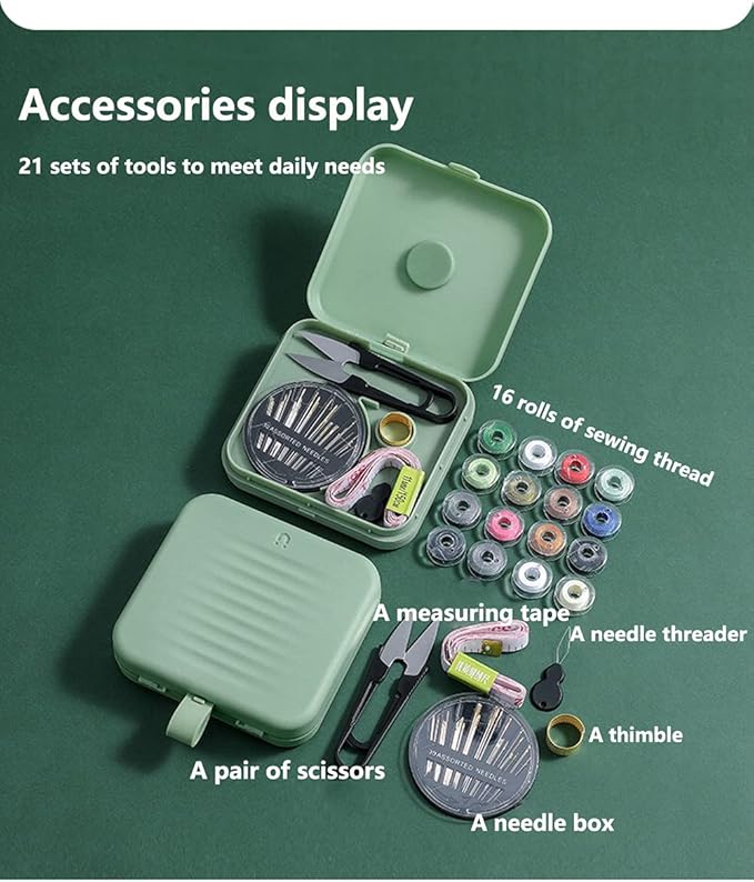Small Sewing kit Travel Size, Mini Sewing Kits Storage-Box Gifts for Adults, Beginners DIY Easy Embroidery Thread Needle Accessories,Home and Hand Sewing Supplies, Basic Emergency Needle case (White)