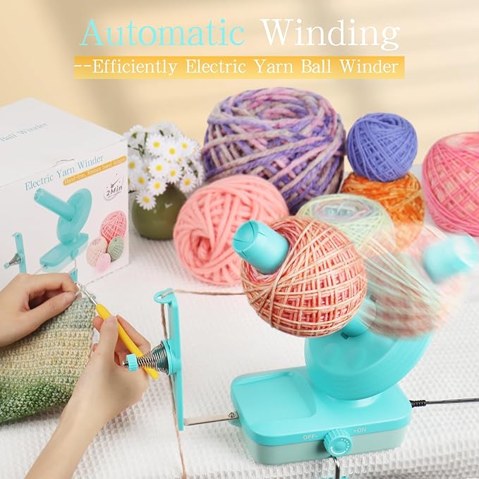Electric Yarn Winder for Crocheting-Automatic Crochet Yarn Ball Winder for Perfect Neat Cakes-Stepless Speed with Strong Tension, Tangle-Free Knitting Gift for Seniors with Arthritic Hands(Green)