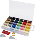 YEQIN Polyester Sewing Thread Set - 30 Assorted Colors, 50 Yards per Mini Thread Spool, Sewing Kit Includes 5 Large Eye Hand Needles, 2 Needle Threader, 1 Thimble, Suitable for Hand and Machine Sewing