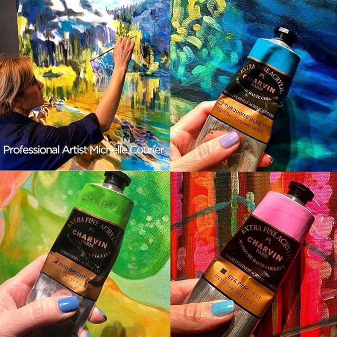 Charvin Extra Fine Professional Acrylic Paint - Sky Grey, 150ml Tube, Triple-Milled, Lightfast Pigments, Open Stock Artist Acrylic Paints in Nature-Inspired Hues