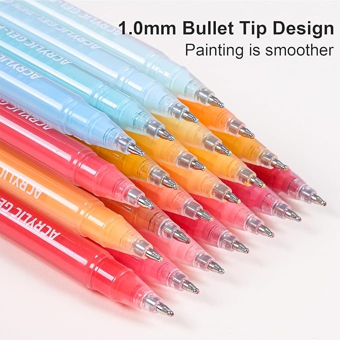 90 Colors Acrylic Gel Pens Set with 1.0mm Fine Point, Drawing Gel Pen for Adult Coloring Books, Painting, Writing, Journals, Student Supplies