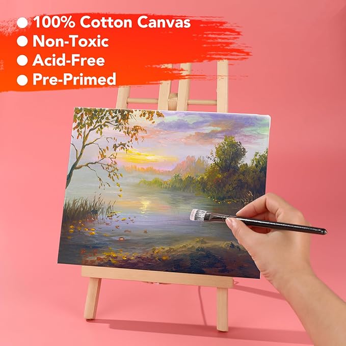 21 Packs Stretched Canvases for Painting, MultiSize 12x16, 10x12, 8x10, 5x7, 3x5, Round Canvas with 8x8,10x10,12x12, Primed Blank Canvas for Oil, Acrylic Paint,for Beginner, Artist.