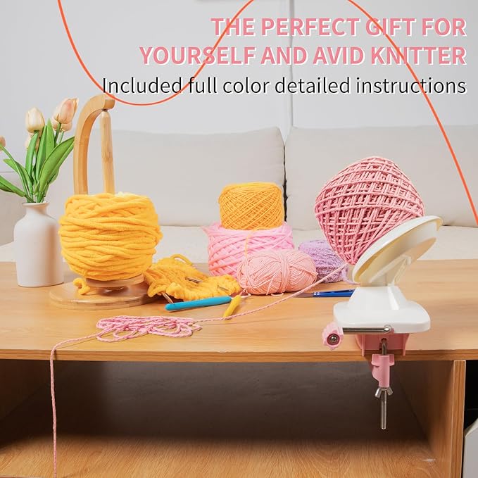 Yarn Winder, Efficient Yarn Winder for Crocheting Make 3.5oz Yarn Cakes, Easy to Use and Install Yarn Ball Winder with Lower Noise, The Helper for Knitting Lover for Yarns Below Size 5