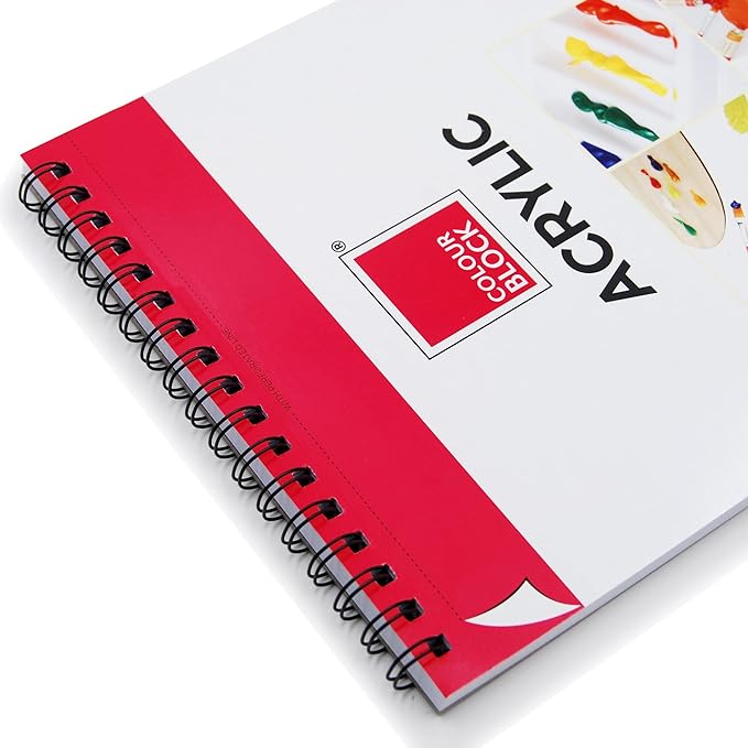 COLOUR BLOCK Acrylic Paper Pad Spiral Notebook/Drawing Book, 9x12 in, 15 Sheets 115 Pound Pressed- Acid Free Art Supplies, Sketch Pad Ideal for Beginners and Drawing While on The Go