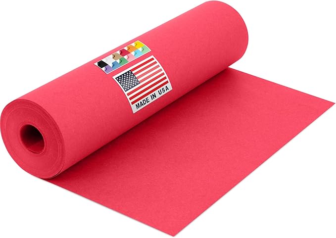 USA-Made 12" x 1200" Christmas Red Kraft Paper Roll, 45 lbs Thickness, American Quality Kraft Paper for School, Poster Arts, Colored Bulletin Borad - Odorless, Non-Toxic, Safe for Kids