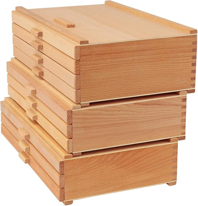 Cezanne Creative Mark Pastel Storage Box, 4-Drawer Wooden Art & Craft Supplies Organizer, Birch Wood, Brown