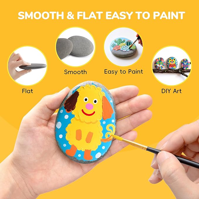 Simetufy 15Pcs Rocks for Painting, Large 3-4 Inch Natural River Stones, Smooth Paintable Flat Rock for Adults, Children, Kindness Rocks Garden Decoration for DIY, Art & Crafts