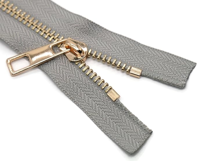 #5 Gold Metal Zipper - 50+ Colors - 3 PCS - (4-14 inches) Sizes - Luxury Lightweight Handcraft Metal Zippers with pulls for Purses Bags Pockets Shoes Sewing & Crafts DIY ZP02557