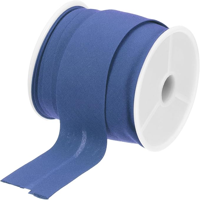 MECCANIXITY 1 Inch Single Fold Bias Tape Cotton Continuous Bulk Bias Tape for Sewing, Seaming Quilting Hemming Binding Crafts (Bright Blue 10 Yards)