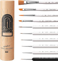 Golden Maple Model Brush Set, 4 Large Dry Brushes 6 Masterclass Kolinsky Sable Miniature Paint Brushes, Fine Detail Paint Brush Set - for Miniature Painting, Drybrushing, Layering & Insane Detail