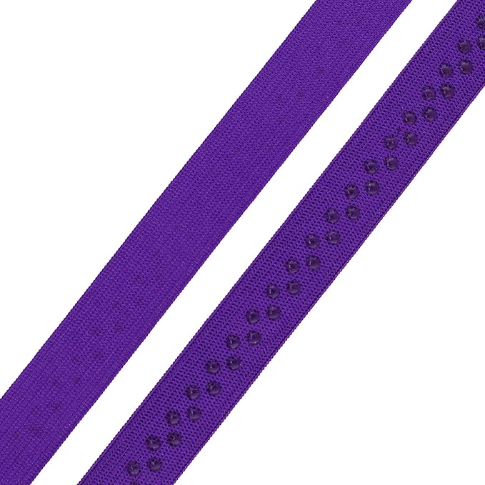 Mandala Crafts 0.5 Inch Elastic Silicone Gripper Tape for Clothing - 10 Yds Dotted Non Slip Elastic Band for Sewing - Purple Silicone Flat Fabric Stretchy Ribbon Straps