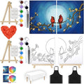 VALLSIP 2 Pack Paint and Sip Black Canvas Painting Kit Pre Drawn Canvas for Painting for adults Stretched Canvas Couples Games Date Night Cardinalis Winter Christmas Anniversary Couple Paint Party