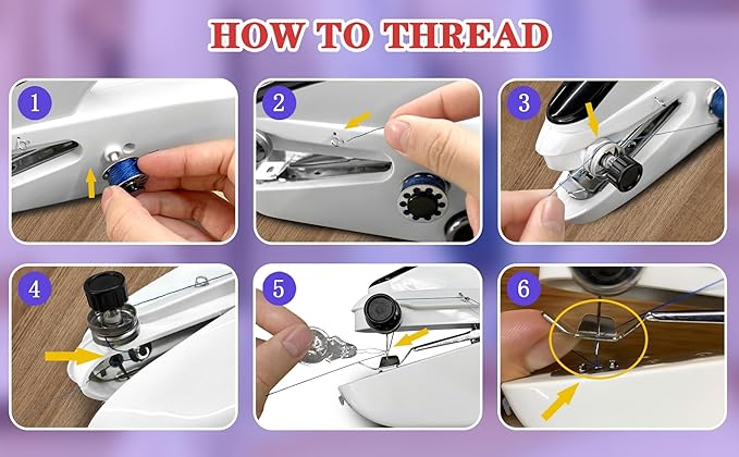 Handheld Sewing Machine Cordless – Portable Mini Handheld Sewer, Pocket Sewing Machine for Quick Repairs, Handy Stitch, Travel Stitch Sew Quick, Home & DIY Fabric (White-black)