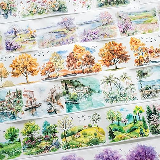 Alideco 6pcs Decorative Adhesive Tapes Landscape Gardening Washi Tape Great for Bullet Journal Supplies, Arts, Scrapbook, DIY Crafts, Planners (manbushanlin)