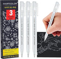 White Gel Pens, 1.0mm Fine Point Opaque Archival Ink Pen for Black Paper Drawing, Art Highlight, Illustration, Bullet Journaling, Card Making & DIY Projects, 3 Pack