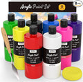 Nicpro 8 Colors Large Bulk Acrylic Paint Set(16.9 oz, 500 ml), Rich Pigments, Non Toxic Craft Paint for Multi Surface, Canvas, Wood, Leather, Ceramic, Fabric - Art Painting Supplies for Beginners, Artists & Adults