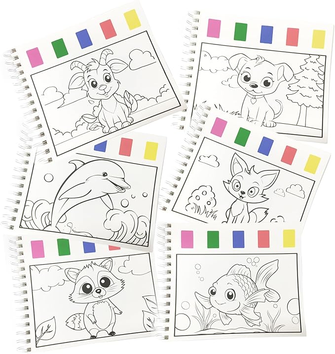 Watercolor Workbook, 30-Page Water Painting Book with 2 Brushes – Mess-Free Reusable Arts & Crafts Gift for Kids