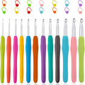 Vodiye 12 Sizes Crochet Hooks 2.0–8.0mm, Ergonomic Crochet Hook Set, Crochet Needles for Beginners, DIY Projects and Craft Lovers