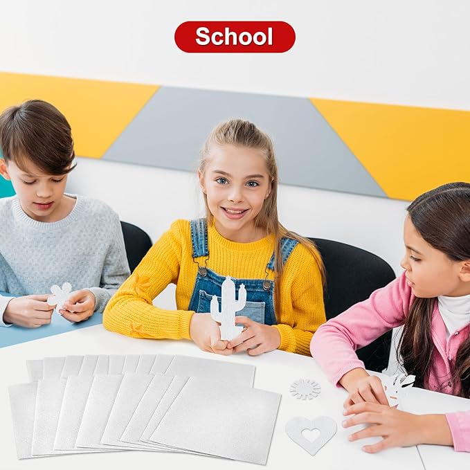 CHRORINE 25 Pcs Assorted Color Felt Fabric Sheets 8" x 12" Soft Felt Fabric Sheet for Crafts DIY Sewing Squares Nonwoven Patchwork (White)
