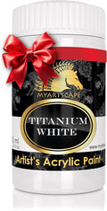 MyArtscape Titanium White Acrylic Paint - 300ml Bottle (10oz) - Artist Quality - Lightfast - Heavy Body - Vibrant Color - Great Tinting Strength - Professional Grade Paints