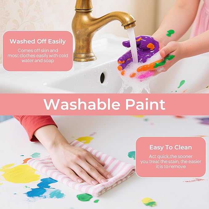 15 Colors Large Washable Paint Set (33.8oz/ 1000ml), Bulk Painting Supplies Non Toxic Tempera Paint for Kids Toddlers, Poster & Finger Paint for Art DIY Craft Classroom School Home-with Pump