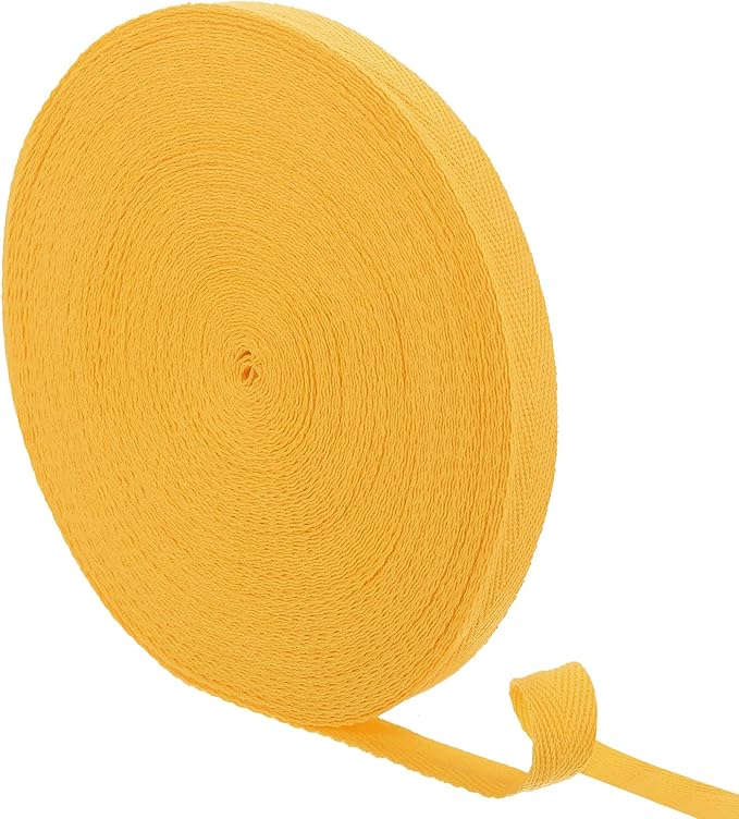 uxcell 23 Yards Cotton Twill Tape, 1/2-inch Herringbone Webbing Ribbon Bias Binding Tapes for Clothes Sewing, DIY Crafting (Earthy Yellow)