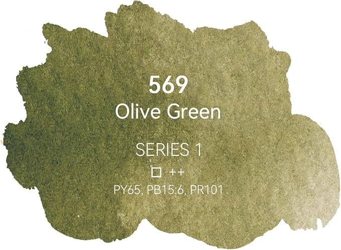 PHOENIX Professional Watercolor Paint - Single Watercolor Half Pan - Olive Green 569